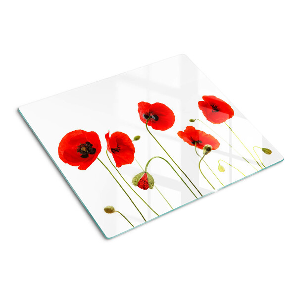 Glas skærebræt Valmueblomstmotiv