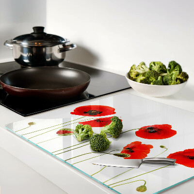 Glas skærebræt Valmueblomstmotiv