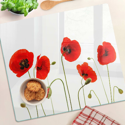 Glas skærebræt Valmueblomstmotiv
