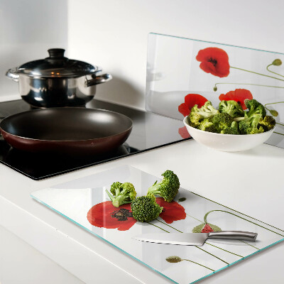 Glas skærebræt Valmueblomstmotiv