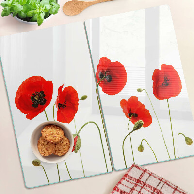 Glas skærebræt Valmueblomstmotiv
