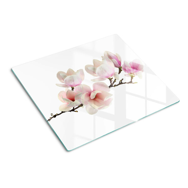Glas skærebræt Magnoliablomster på en gren