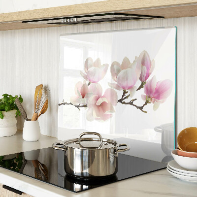Glas skærebræt Magnoliablomster på en gren