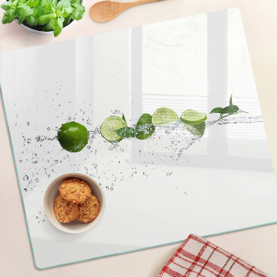 Glas skærebræt Citroner i vand