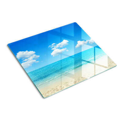 Skærebræt i glas Strand med blå himmel