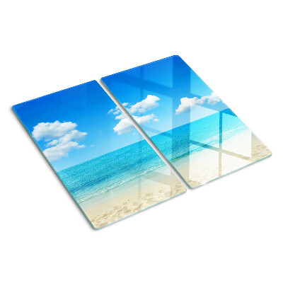 Skærebræt i glas Strand med blå himmel