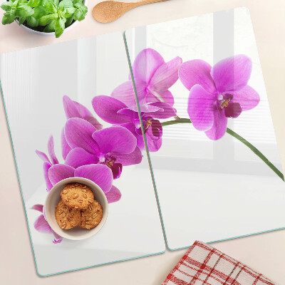 Skærebræt i glas Orkidéblomster i lyserøde nuancer