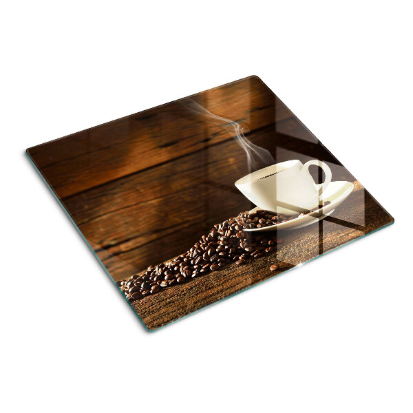 Glas skærebræt Kaffe og en kop