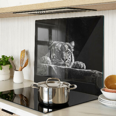 Glas skærebræt Tiger i sort-hvid stil
