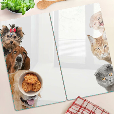 Glas skærebræt Hunde og katte i forskellige positurer