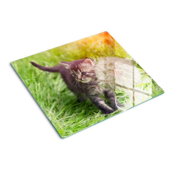 Glas skærebræt Kat på græsset