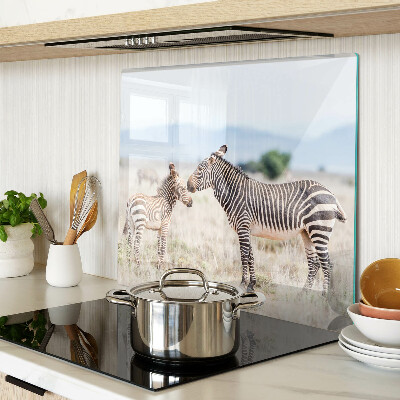 Glas skærebræt Zebraer på engen