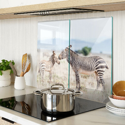 Glas skærebræt Zebraer på engen