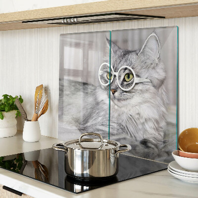 Glas skærebræt Kat med briller