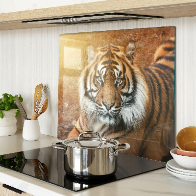 Glas skærebræt Tiger i solen