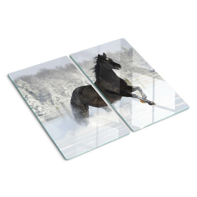 Glas skærebræt En hest i et vinterlandskab