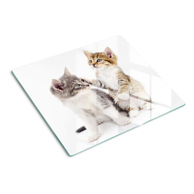 Glas skærebræt Katte på en hvid baggrund