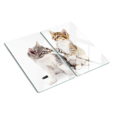 Glas skærebræt Katte på en hvid baggrund
