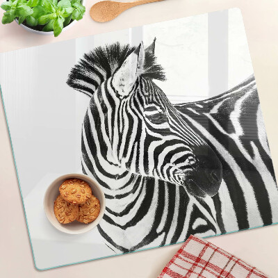 Skærebræt i glas Zebra i sorte og hvide striber