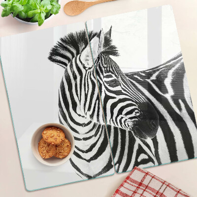 Skærebræt i glas Zebra i sorte og hvide striber