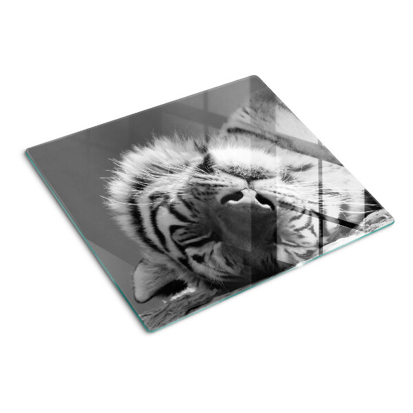 Glas skærebræt Tiger i sort og hvid