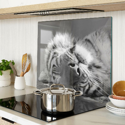 Glas skærebræt Tiger i sort og hvid