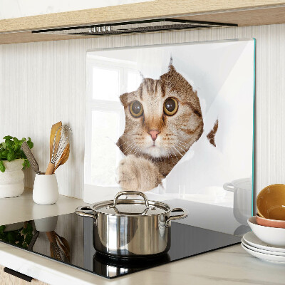 Glas skærebræt En kat kommer ud af et hul