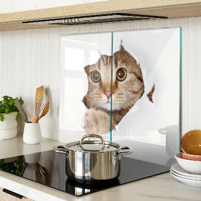 Glas skærebræt En kat kommer ud af et hul