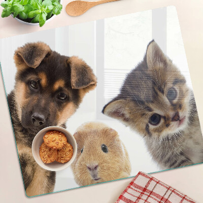 Glas skærebræt Hunde, katte, kaniner