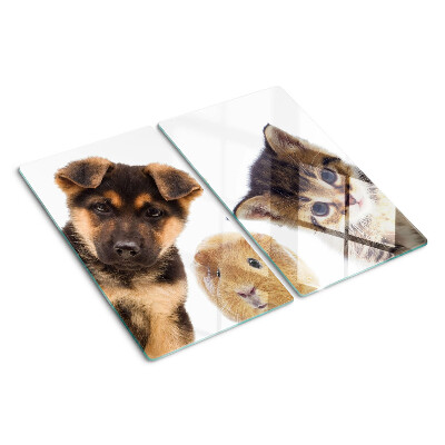 Glas skærebræt Hunde, katte, kaniner