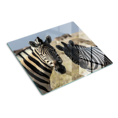 Glas skærebræt Zebraer i deres naturlige habitat