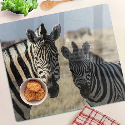 Glas skærebræt Zebraer i deres naturlige habitat