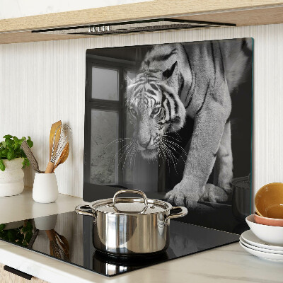 Glas skærebræt Tiger i sort og hvid