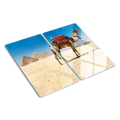 Glas skærebræt Pyramider og en kamel i ørkenen