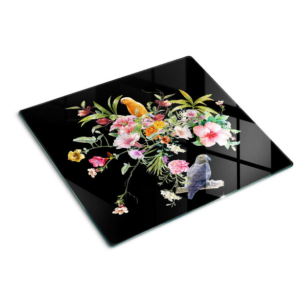 Glas skærebræt Blomster og fugle