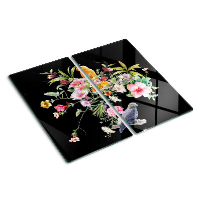 Glas skærebræt Blomster og fugle