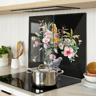 Glas skærebræt Blomster og fugle