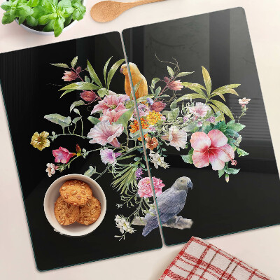 Glas skærebræt Blomster og fugle