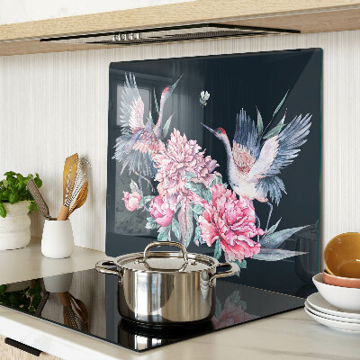Skærebræt i glas Blomster og fugle
