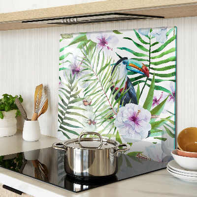Skærebræt i glas Tropisk motiv med fugle og planter