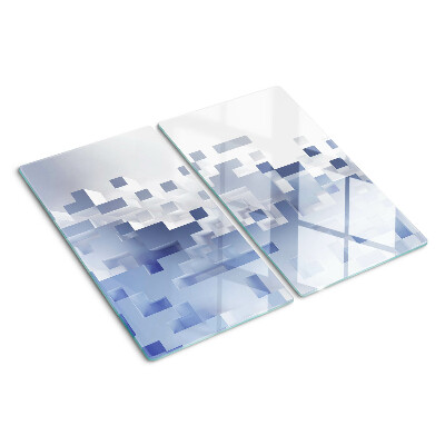 Skærebræt i glas Geometriske mønstre i blå nuancer