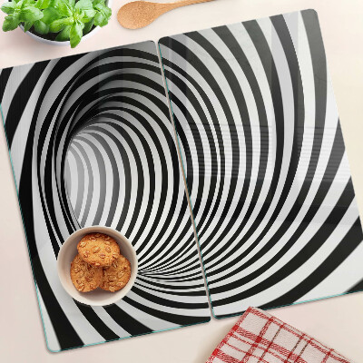 Skærebræt i glas Spiralmønster i sorte og hvide nuancer