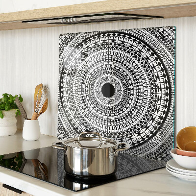 Glas skærebræt Mandala i sorte og hvide nuancer