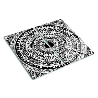 Glas skærebræt Mandala i sorte og hvide nuancer