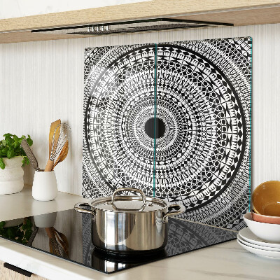 Glas skærebræt Mandala i sorte og hvide nuancer