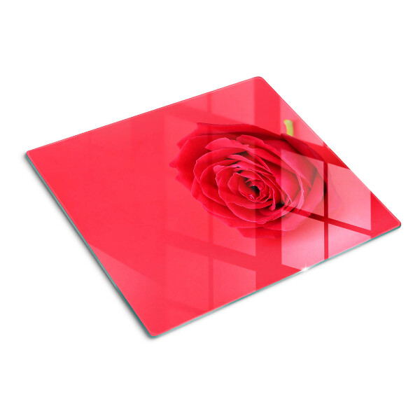 Glas skærebræt Rød rose på baggrunden