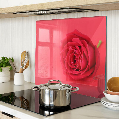 Glas skærebræt Rød rose på baggrunden