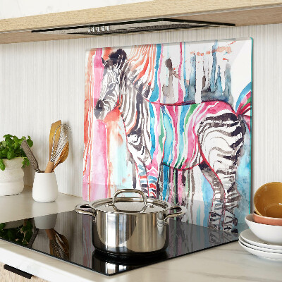 Glas skærebræt Zebra i farverige striber