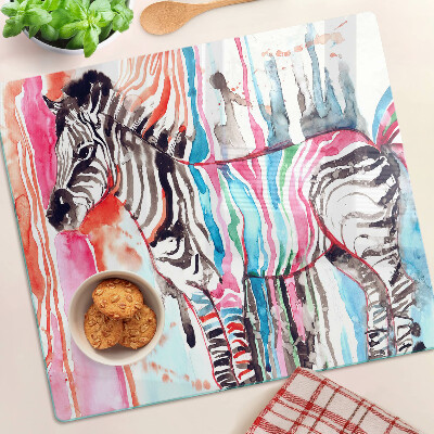Glas skærebræt Zebra i farverige striber