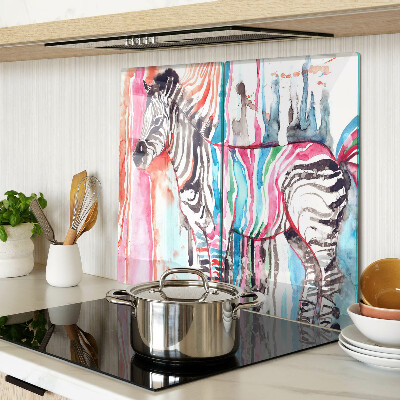 Glas skærebræt Zebra i farverige striber